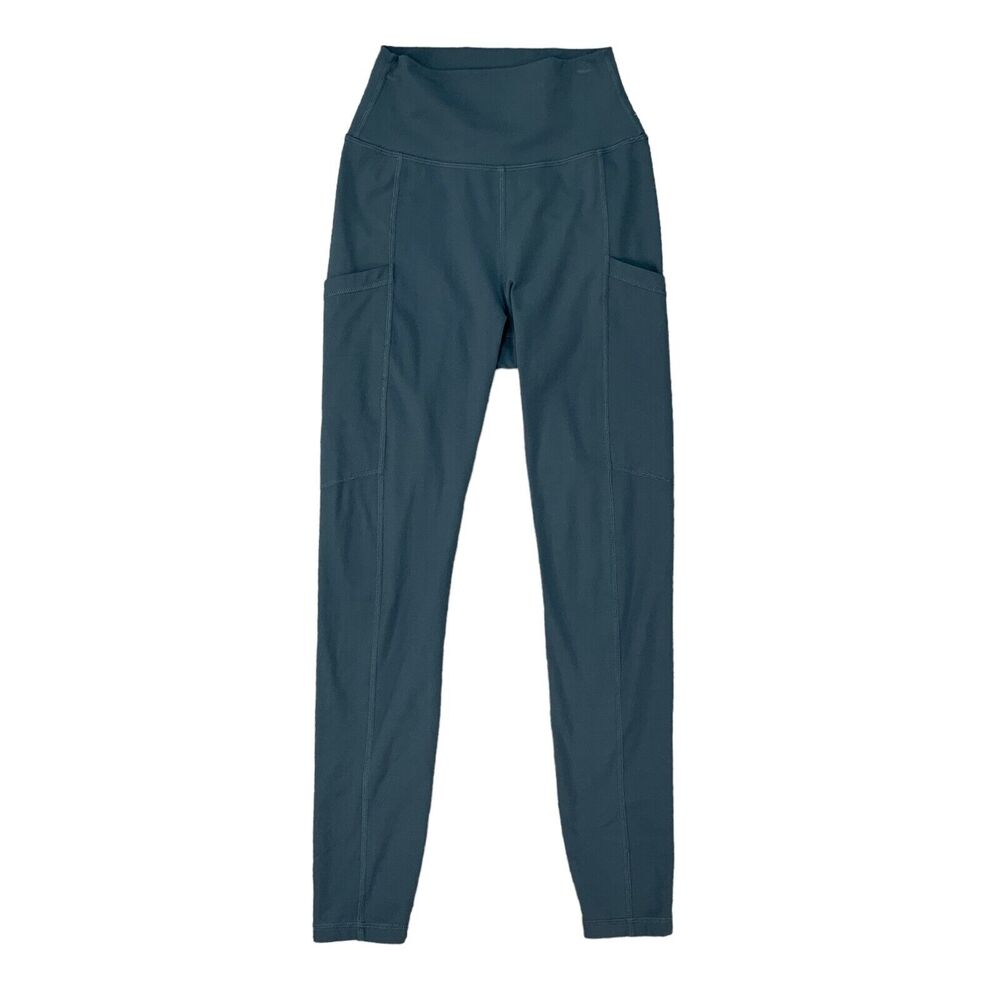 Zyia Active Hero Leggings Womens 4 Blue Slate Stretch Compression Side Pockets